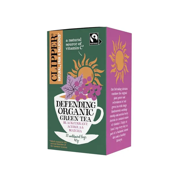 Clipper Defending Organic Green Tea Blackcurrant, Acerola & Matcha 40g