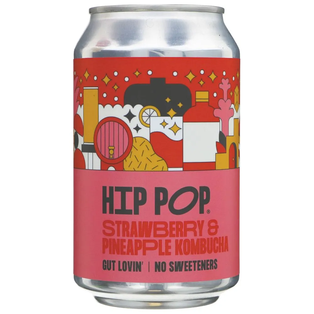 Hip Pop Strawberry & Pineapple Kombucha 330ml