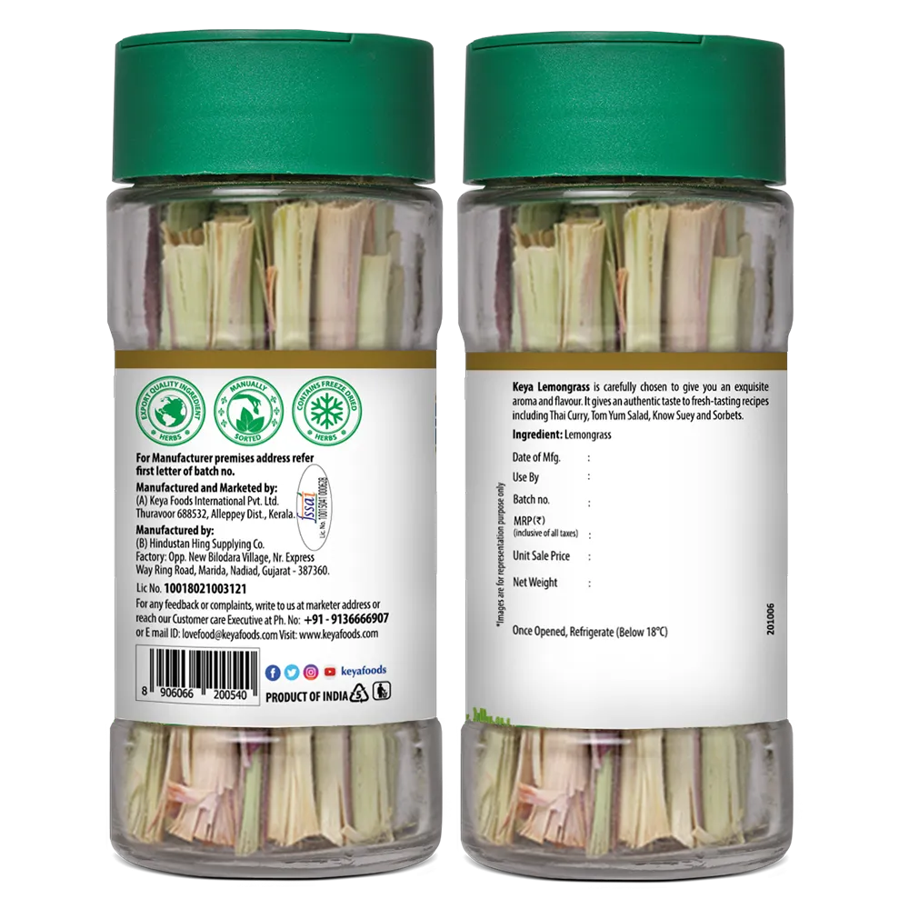 Keya Lemongrass | Seasoning for Meats, Soups, Sauces, and Vegetables | Rich in Antioxidants & Supports Digestion | No Artificial Flavours or Colours | 10g