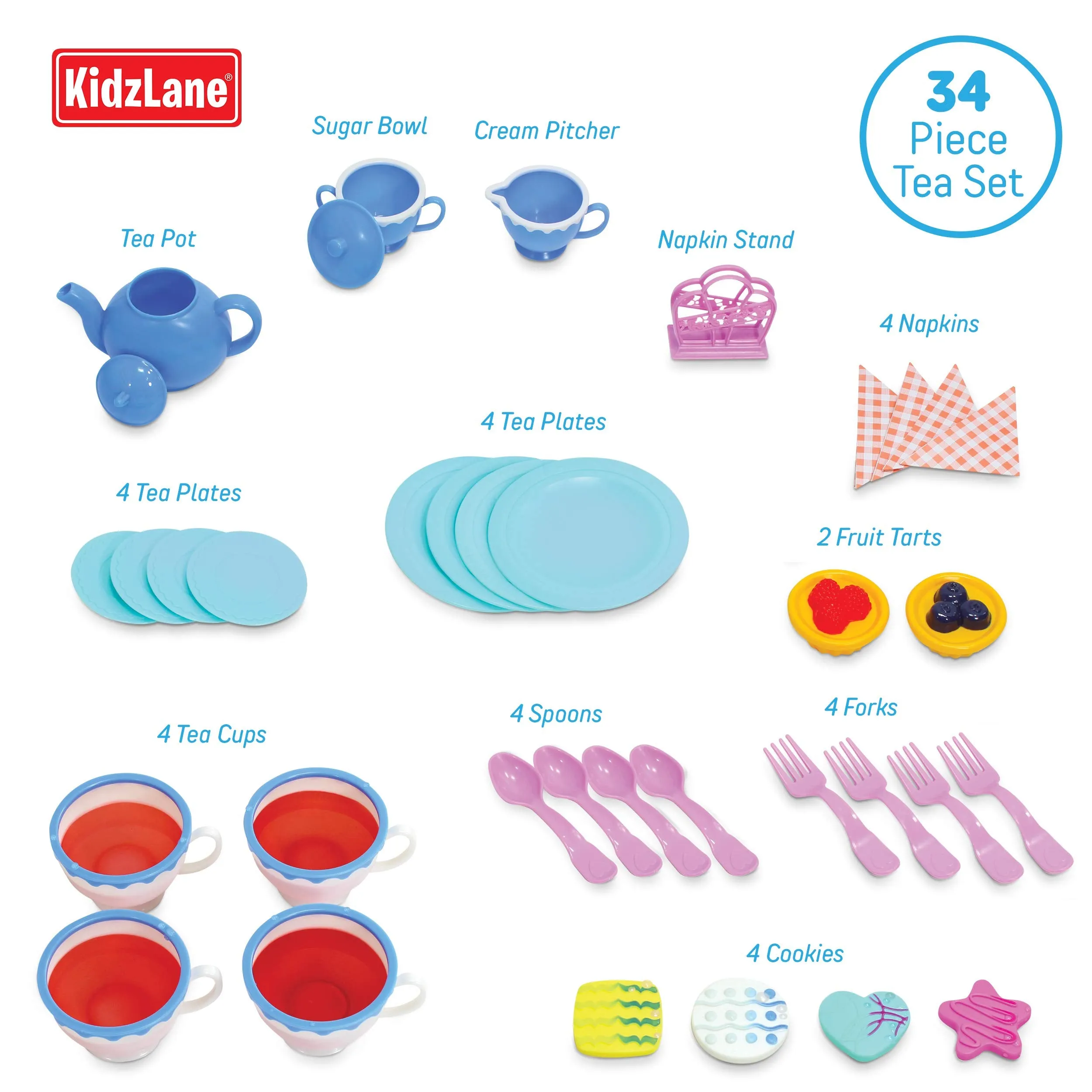 Kidzlane Play Tea Set for Little Girls | Kids Tea Party Set with Water Activated Color
