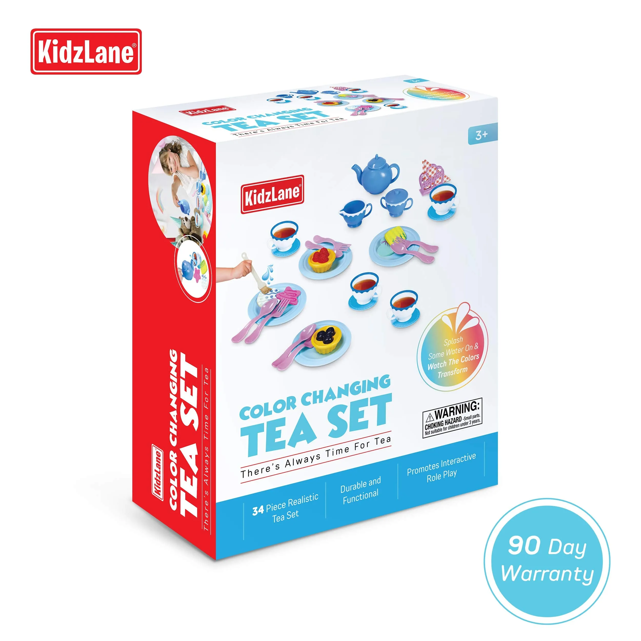 Kidzlane Play Tea Set for Little Girls | Kids Tea Party Set with Water Activated Color
