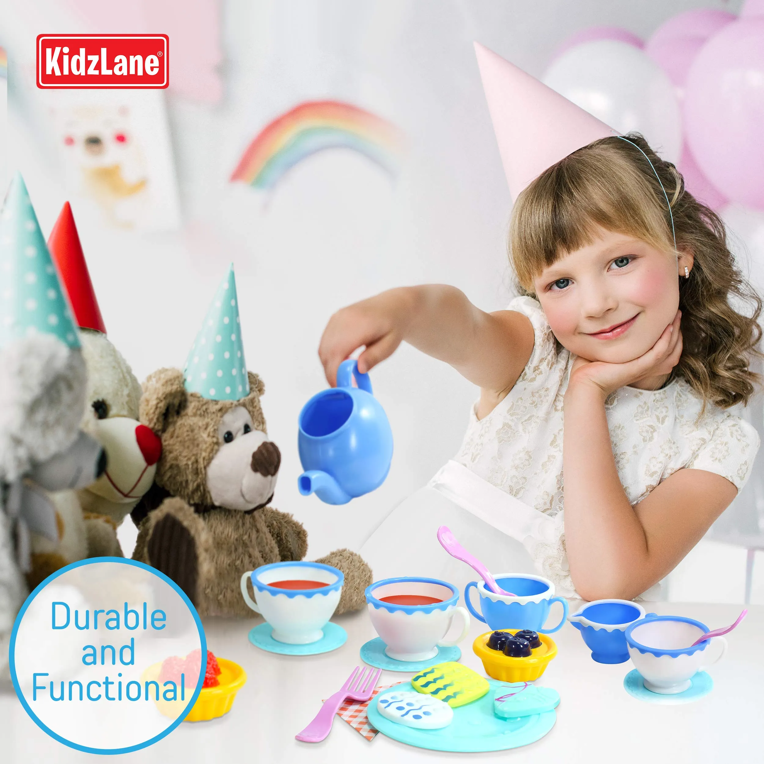 Kidzlane Play Tea Set for Little Girls | Kids Tea Party Set with Water Activated Color